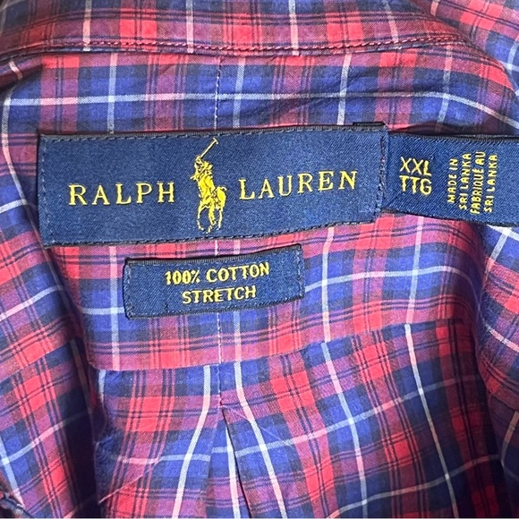 Ralph Lauren Men's Long Sleeve Button Down Plaid‎ Checkered Shirt Red/Blue XXL - Picture 3 of 8